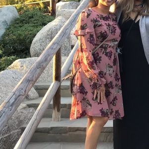 🍇 Loft Outlet Purple Floral Ruffle Dress